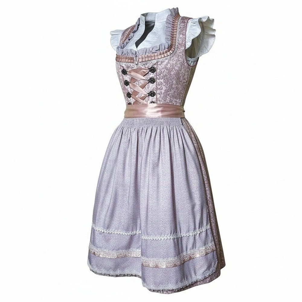 New Medium Oktoberfest Lavender Purple Jacquard Dirndl Dress Bavarian German